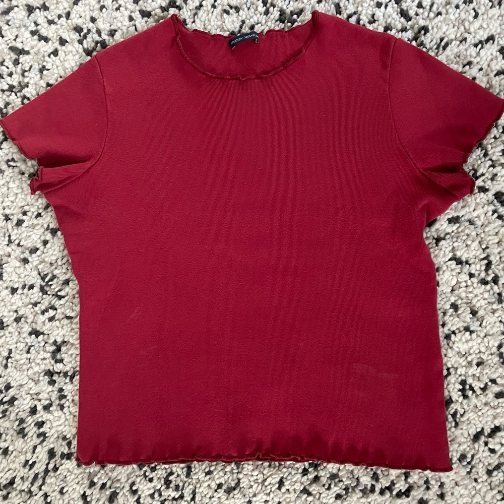 Brandy Melville Red Wynn Ruffle Crop Top